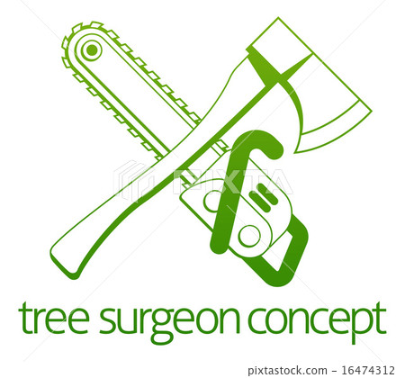 Tree Surgeon Axe and Cainsaw Concept Tree Surgeon Axe and Cainsaw Concept 16474312