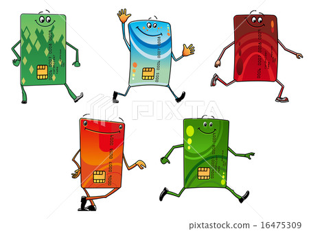 Modern bank credit cards cartoon characters Modern bank credit cards cartoon characters 16475309