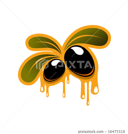 Olive fruits with leaves and oil drops Olive fruits with leaves and oil drops 16475318
