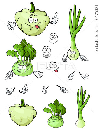 Cartoon onion, squash, kohlrabi vegetables Cartoon onion, squash, kohlrabi vegetables 16475321