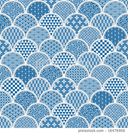 Qinghai wave Japanese traditional pattern Qinghai wave Japanese traditional pattern 16476908