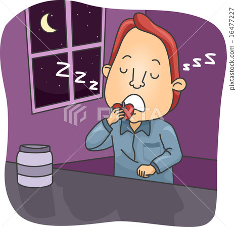 Man Sleep Eating 16477227