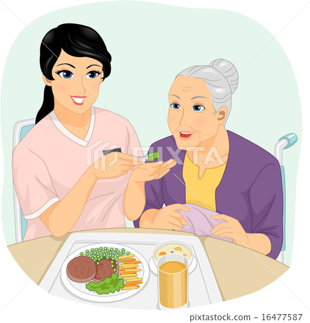 Senior Woman Girl Nurse Meal 16477587