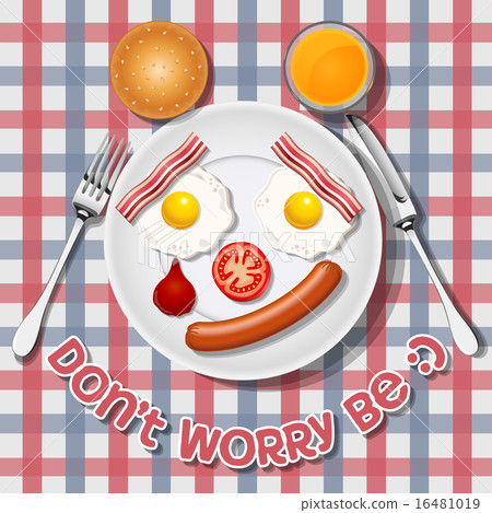 crying bear make with fried egg, sausage and bacon 16481019