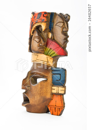 Indian Mayan Aztec wooden painted mask isolated Indian Mayan Aztec wooden painted mask isolated 16482657