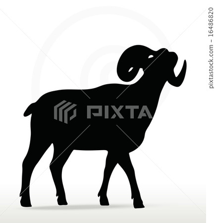 big horn sheep silhouette in face upward pose big horn sheep silhouette in face upward pose 16486820