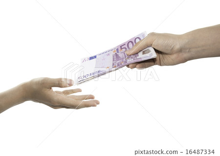Hand giving money to the other one Hand giving money to the other one 16487334