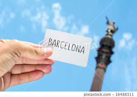 signboard with the text Barcelona at Columbus Monu 16488311
