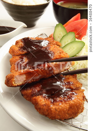 豬肉炸肉排設置食物筷子 豬肉炸肉排設置食物筷子 16488470