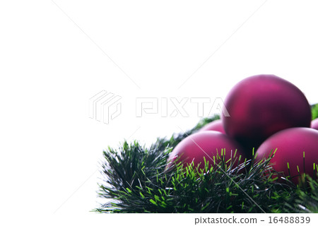 claret christmas balls and green decoration 16488839