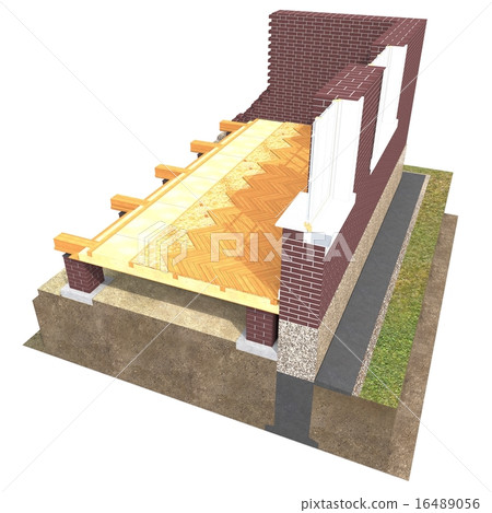 Cross section of brick house 16489056