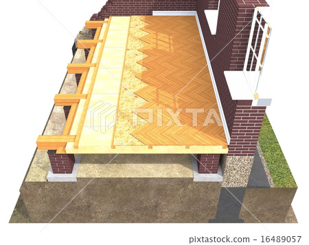 Cross section of brick house 16489057