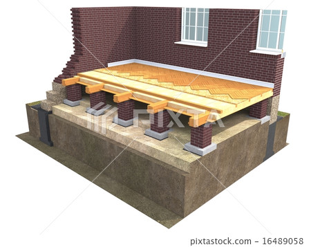 Cross section of brick house 16489058