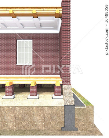 Cross section of brick house 16489059