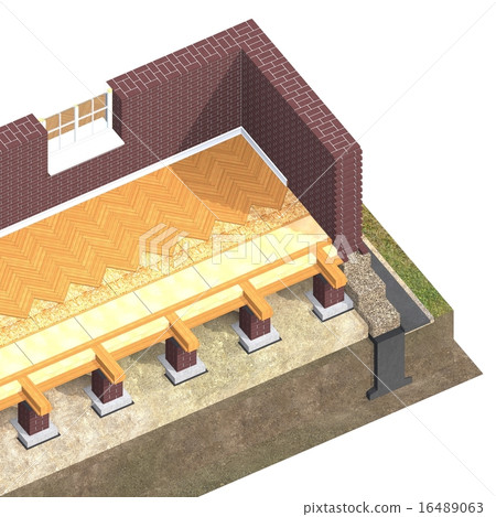 Cross section of brick house 16489063