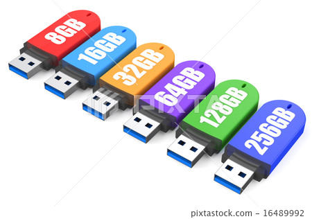 3d Row of color USB flash drives 3d Row of color USB flash drives 16489992