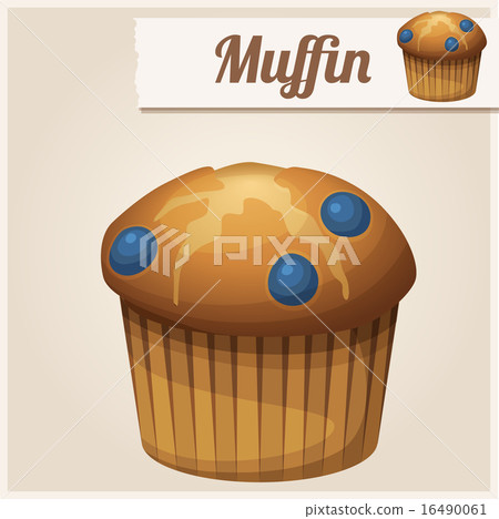 Muffin with blueberry. Detailed Vector Icon Muffin with blueberry. Detailed Vector Icon 16490061