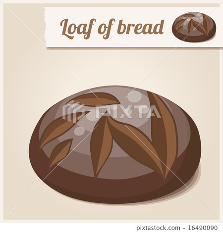 Detailed Icon. Loaf of homemade brown bread. 16490090