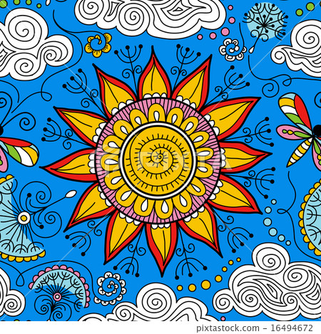 vector seamless sunny floral pattern 16494672