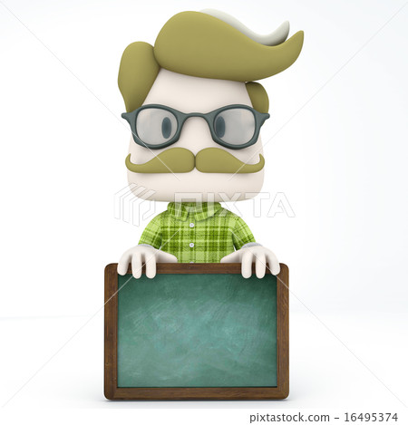 Hipster Man Holding Chalkboard 16495374