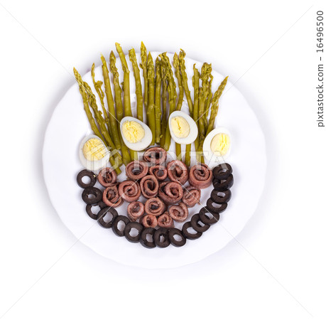 Asparagus salad with anchovies. Asparagus salad with anchovies. 16496500
