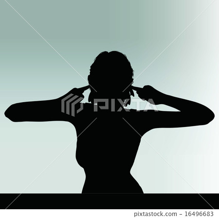 woman silhouette with hand gesture turn a deaf ear woman silhouette with hand gesture turn a deaf ear 16496683