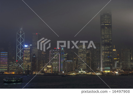 The Hong Kong skyline by night in winter The Hong Kong skyline by night in winter 16497908