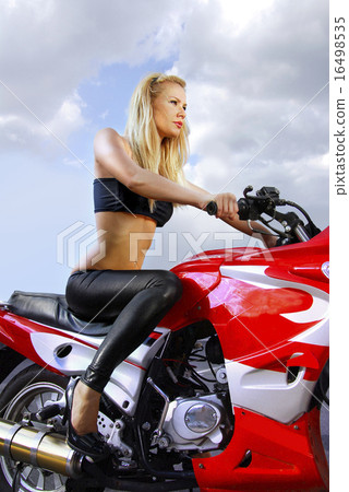 pretty blonde on a motorcycle 16498535