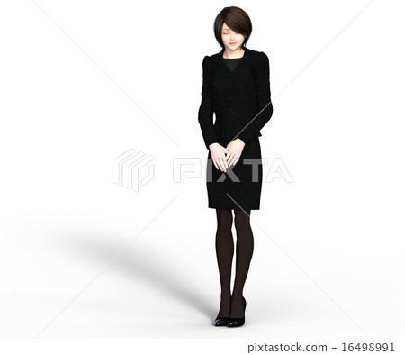Female perming 3DCG illustration material 16498991