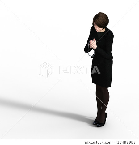 Female perming 3DCG illustration material 16498995