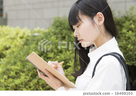拿著筆記的涼快的Biz婦女 16499103