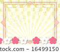 冬天，元旦，梅花，日式裝飾藝術背景 16499150
