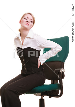 Businesswoman with backache back pain isolated 16500624