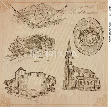 Travel, LIECHTENSTEIN - An hand drawn vector pack 16500950