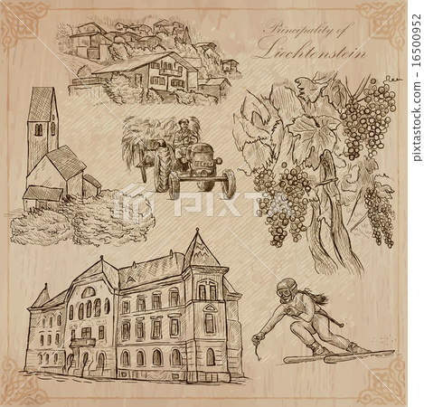 Travel, LIECHTENSTEIN - An hand drawn vector pack Travel, LIECHTENSTEIN - An hand drawn vector pack 16500952