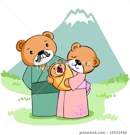 happy family bear at mountain vector 16501486