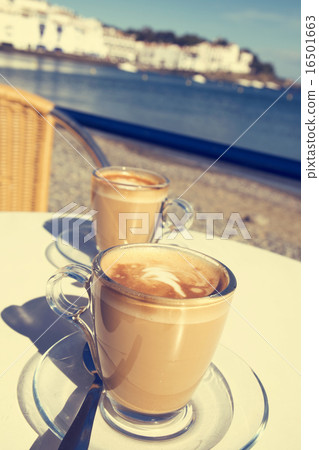 caffe macchiato in the seafront of Cadaques, Spain 16501663