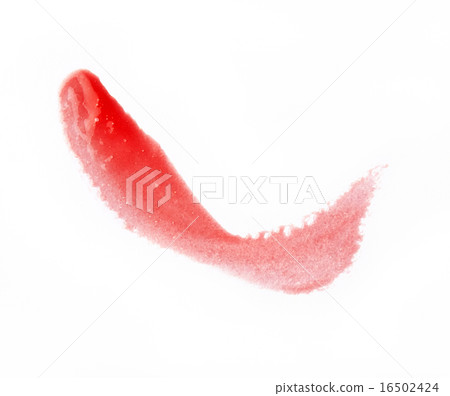 Red lip gross brush stroke on white background 16502424