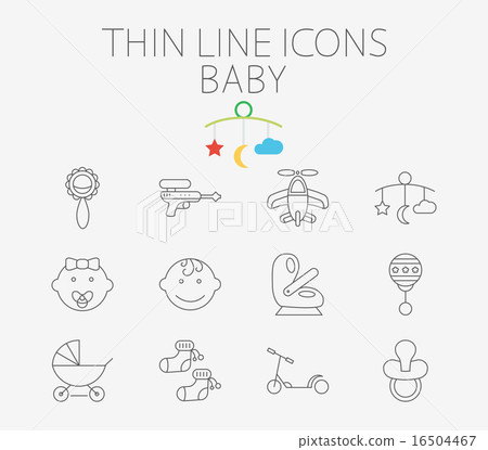 Baby related flat vector icon set Baby related flat vector icon set 16504467