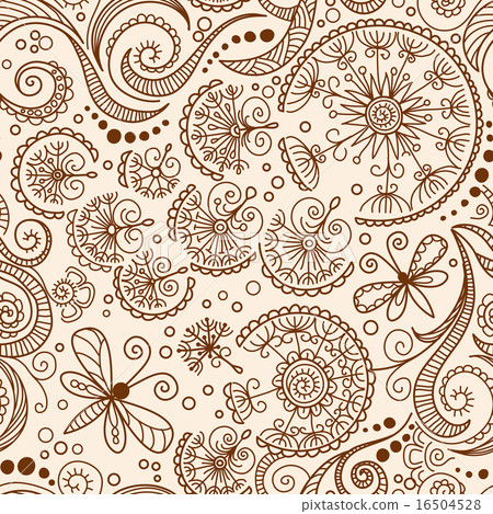 vector seamless Henna mehndi doodle pattern 16504528