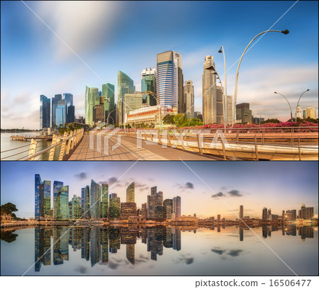 Set of Singapore Skyline and view in Marina Bay 16506477