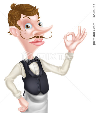 Cartoon Perfect Sign Waiter Stock Illustration