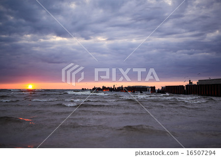 Sea shore sunset landscape Sea shore sunset landscape 16507294