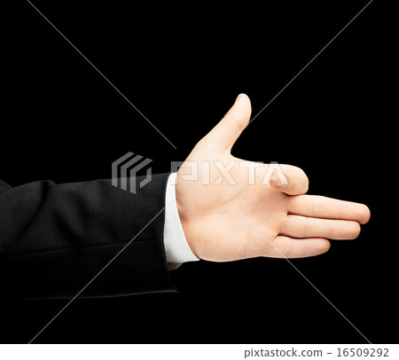 Caucasian male hand in a business suit isolated 16509292