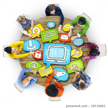 Multiethnic Group of People with Technology Symbol Multiethnic Group of People with Technology Symbol 16510865