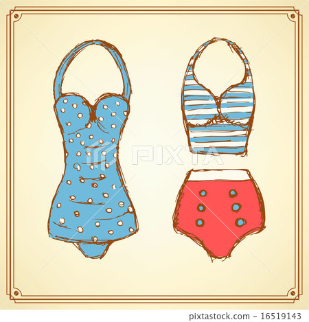 Sketch swimming suite in vintage style 16519143