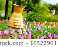 Stand in a flower garden 16522901