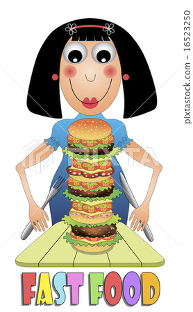 Girl eating hamburger 16523250
