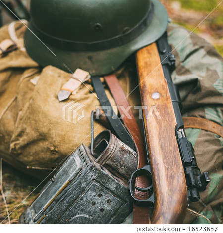 German military ammunition of World War II on ground. 16523637