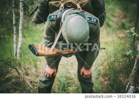 Unidentified re-enactor dressed as German soldier during events  16524016